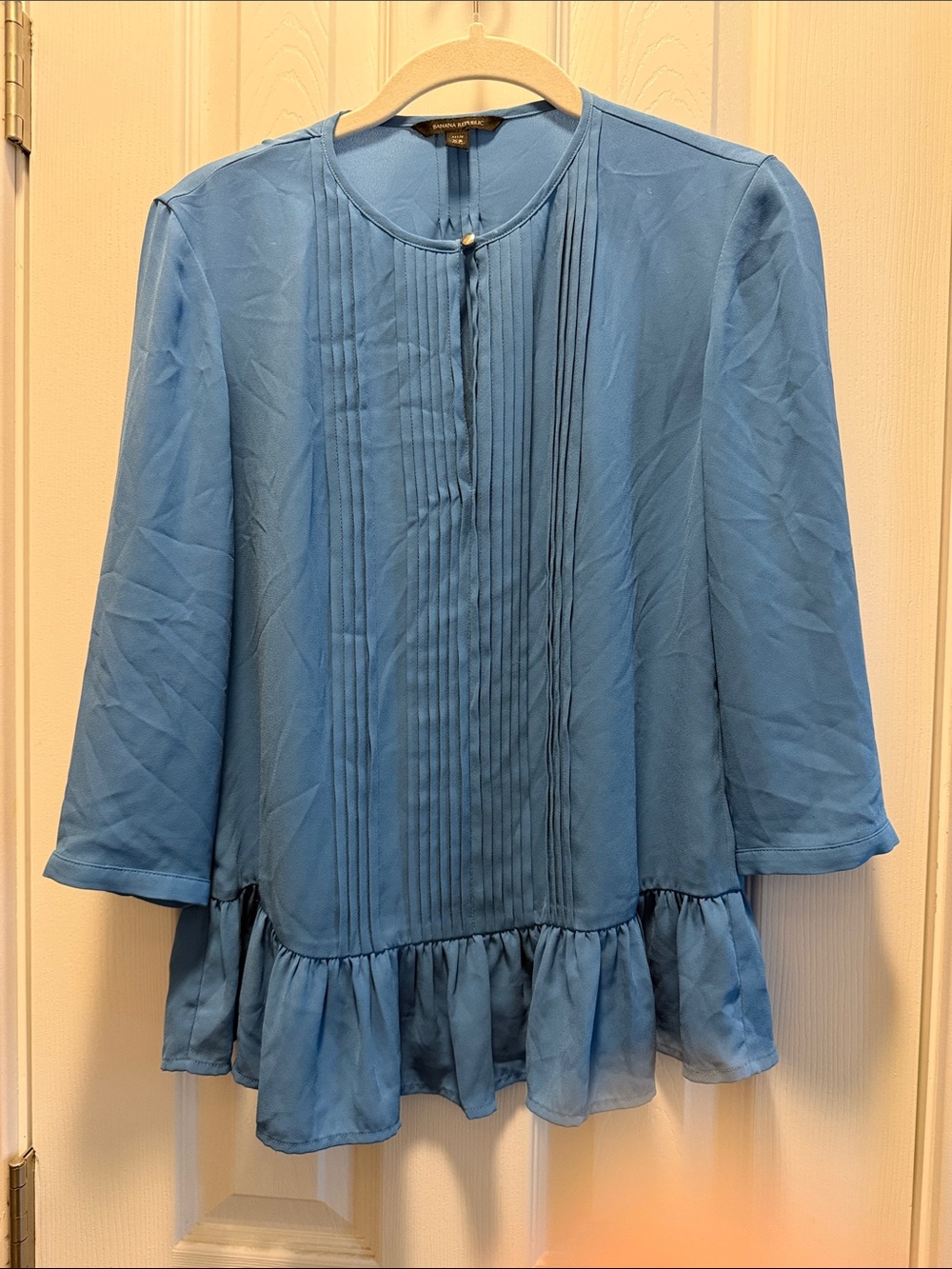Banana Republic Sky Blue Pintuck Peplum Tunic